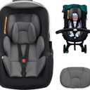 Thickened Carseat Head Support for Infant, Infant Car Seat Insert with Extra Headrest for Preemie to Newborn, Adjustable Baby Car Seat Cushion with Filled Natural Spong (Gray)