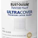 Rust-Oleum 1993502 Painter's Touch Ultra Cover Multi-Purpose Brush-On Paint, 1 Quart each, Semi-Gloss White 2 Pack