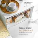 YAMAZAKI Home Modern Bread Box Steel + Wood Countertop Bread Storage Container, Large White Bread Box for Kitchen Countertop, Space-Saving Bread Keeper, Easy Access Lid, One Size