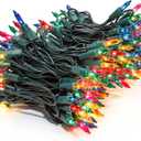 MYGOTO 2 Pack 23ft 100 Clear Mini Easter String Lights on Green Wire for Indoor/Outdoor Use, Connectable 120V Clear Tree Lights for Christmas Wedding, Bedroom, Porch Decor(Multicolor)