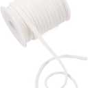 Cheriswelry 21.87 Yards 5mm Elastic Nylon Cord Flat Stretch Beading Strings Chinese Knotting Cord Soft Band Rope Braided Fabric Threads for DIY Crafting Sewing Macrame Jewelry Making Creamy White