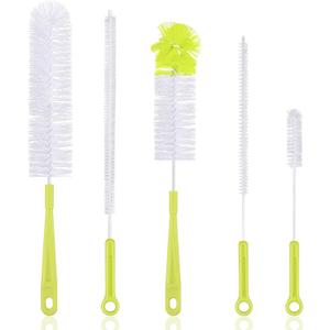 Vila 5-Pack Reusable Straw Pipe Cleaner Brush Set, Long Pipe Brush Cleaner Tool Kit, Nylon Cleaning Brush for Water Bottle, Teapot, Narrow Neck Glass Containers, Baby Bottle, Jug, Hydro Flask