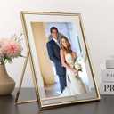 Gold 8x10 Floating Picture Frame Fits(5x7'',6x8&7x9) Photos Adjustable TabletopShelf Display Premium Gift picture frame 5x7'' for Wedding,Thanksgiving,Christmas Home & Office Decor