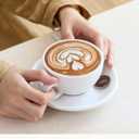 LE TAUCI 6 oz Cappuccino Cups with Saucers, Set of 4 Ceramic Coffee Cup, Au Lait, Flat White, Mocha, Tea, Embossed Coffee Cups, White