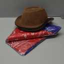 Haysandy 9 Pieces Western Cowboy Hat Set, Felt Cowboy Themed Party Hats with Paisley Bandanas for Kids Costume Party(Brown, Red, Blue)