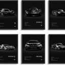 HTTART Car Posters Set of 6, Vintage Car Wall Art, Black Race Car Canvas Wall Decor Paintings,Supercar Aesthetic Prints Pictures for Boys Room Men Room Bedroom Dorm 8x10 Inch Unframed