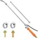 All Metal Replacement Sprayer Wand,1/4"" & 3/8"" Brass Barb Sprayer Wand Replacement, Stainless Steel Sprayer Wand with Shut off Valve & 2 Hose Clamps (44 Inches Sprayer Wand)
