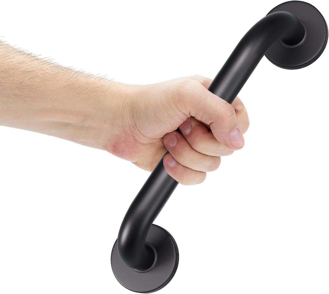 AmazerBath Grab Bars for Shower 9" L x 1" D, Handicap Shower Grab Bars for Senior Anti Slip, Shower Safety Bars for Wall Stainless Steel, Holds up to 500LBs, Black