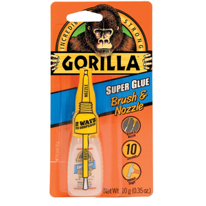 Gorilla Super Glue with Brush & Nozzle Applicator, 10 Gram, Clear, 1 Pack