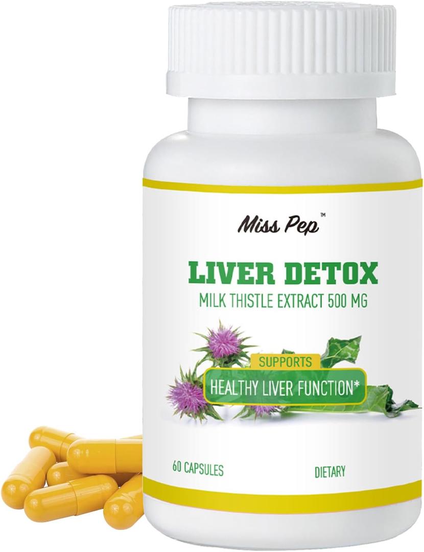 2 x Milk Thistle,500 Mg Milk Thistle Supplement Per Capsule,Liver Health Support,Vegan and Non-GMO, 60 Capsules(1 Bottle)