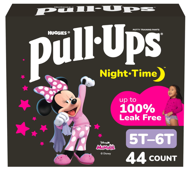 PullUps Girls' NightTime Potty Training Pants, Size 5T6T Overnight Training Underwear (4660 lbs), 44 Ct