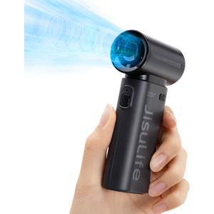 JISULIFE Portable Handheld Fan Life9, Turbo Power High Speed Air [18H Max Cooling Time], 5 Gear Wind, 5000mAh Rechargeable, Mini Pocket Design, Personal Fan for Travel Concerts Camping Makeup - Black