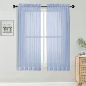 OWENIE Sheer Curtains 63 Inch Length 2 Panels Set for Bedroom Living Room, Modern Soft Solid Light Filtering Sheer Curtain, Rod Pocket Window Treatments, 42" Wx63 L, Demin