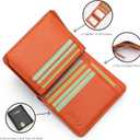 Alldaily RFID Credit Card Wallet for Men Small Bifold Front Pocket Wallet with 2 ID Windows (Black & Orange)