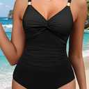 Daci Women's One Piece Swimsuit Tummy Control Bathing Suit Gold Metal Full Coverage Slimming Swimwear 2025 (L)