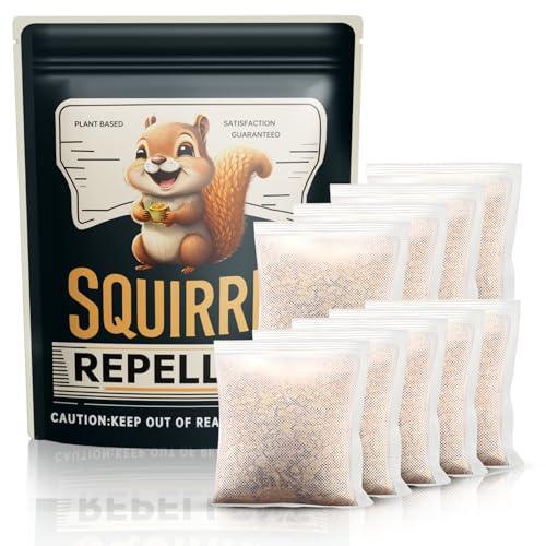 Squirrel Repellent Outdoor, Natural Squirrel Deterrent for Plants, Attic & Bird Feeders, Safe Around Kids & Pets, Helps Keep Squirrels Chipmunk Away from Yard & Garden – 9 Pouches