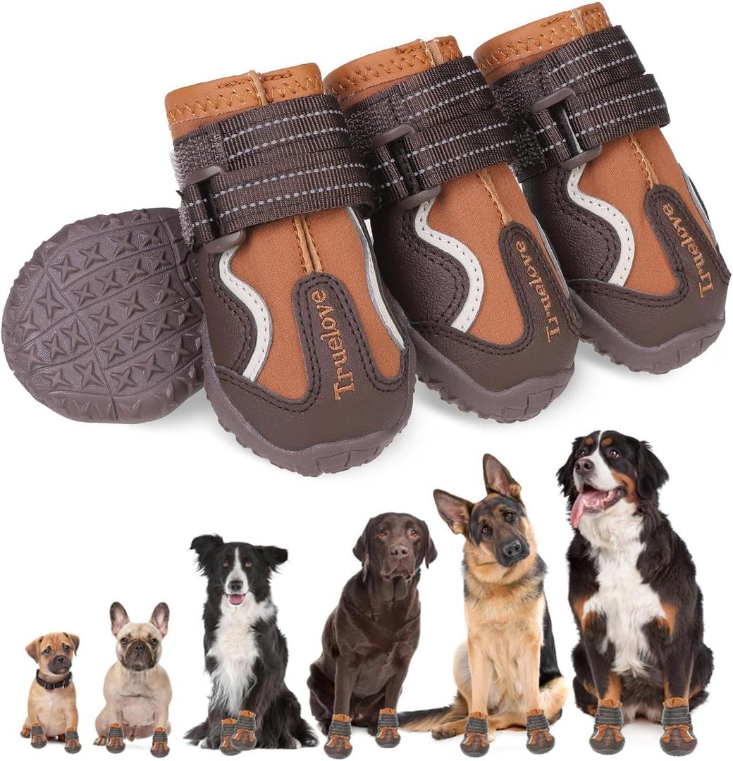 EXPAWLORER Anti-Slip Dog Shoes - Waterproof Dog Booties & Paw Protectors with Reflective Straps for Outdoor Hot Pavement Hiking, Indoor Hardwood Floors, Winter Boots for Large Dogs, Size 7: 2.95"x2.99" (L*W) (Pack of 4)