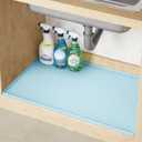 TRZZ Silicone Waterproof Under Sink Mat 34" x 19", Drip Tray and Cabinet Liner for Kitchen and Bathroom, Prevents Water Damage and Organizes Cabinets (Light Blue)