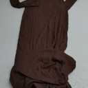 QINSEN Women's Long Maxi Dress Square Neck Long Sleeve Ribbed Bodycon Lounge Dresses, Large