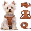 Dog Harness and Leash Set, XXS No Pull Adjustable Puppy Harness with Multifunction Pink Dog Leash and Dog Collar, Soft No Choke Escape Proof Pet Harness Vest for Small Dogs and Cats (Brown, XS) (XS(4.5-11lb))