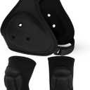 Viora White Wrestling Headgear Knee Pads Set for Kids Youth, Thick Sponge Anti Slip Knee Sleeve, Adjustable Wrestling Ear Guard Protective for Sparring Brazilian Jiu Jitsu Training, 3