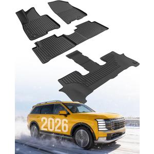 TAPTES for Hyundai Palisade Hybrid Floor Mats 2026, All Weather Car Floor Liners Rubber Carpet for Palisade Hybrid Calligraph Interior Accessories 7/8 Passenger Not Fuel Model