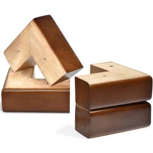 AORYVIC Solid Wood Legs for Furniture, L-Shaped Bed Risers, Furniture Legs for Sofa Couch Dresser Cabinet Table, Couch Sofa Feet, Furniture Risers, Bed Lifters 4 Pack (2 inch, Brown)