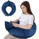COOLBEBE Reading Pillow for Gaming, Arm Rest Support Pillow, Lap Pillow for Bed & Sofa, Compact Gaming Pillow with Tablet Support for Reading, Crocheting(Navy Blue)
