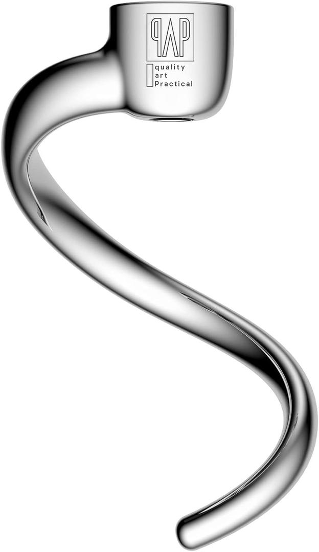 Stainless Steel Spiral Dough Hook Replacement for KitchenAid 4.5QT & 5QT Bowl Tilt-Head Stand Mixers, Rustproof & Easy Clean, Efficient Kneading for Bread, Pizza, Pasta, Cookies (SH5)