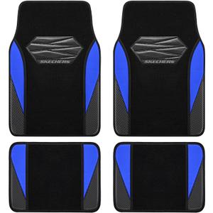 Skechers Car Floor Mats,Waterproof Universal Fit Car Mats,Faux Leather Car Floor Mats,Carbon Floor Mats for Cars with Anti-Slip Skechers Heel Pad Fit for SUV,Vans,Sedans,Trucks,Blue