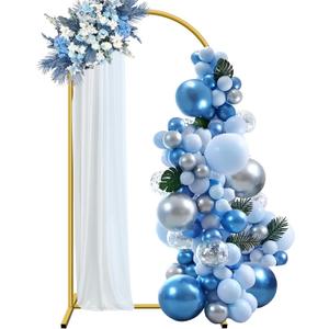 7.2 ft Arch Backdrop Stand, Metal Balloon Arch Stand, Stable Wedding Arched Frame with Square Base Ground Nails, Background Arches for Birthday Party Baby Shower Garland Decoration, Gold