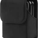 Cell Phone Belt Clip Holster Black Compatible with Samsung Galaxy Z Flip 7/6/5/4/3 4G 5G, Waterproof Waist Bag Magnetic Closure Wallet Flip Smartphone Case Compatible with Motorola Razr 40 50 60 Ultra