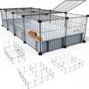 BUCATSTATE 20 Panels Guinea Pig Cages, Rabbit Cage Indoor with Waterproof Mat, Small Animal Playpen with Door for Guinea Pigs, Bunny, Hedgehogs, Chickens, Chinchillas (56" L x 24" W x 12" H)