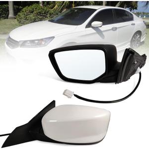 Left Driver side Mirror Fits 2013-2017 Honda Accord Sedan/Coupe with Power Glass without Heated without turn signals without Blind Spot Match White Replace 76258T2FA11(3Pins)