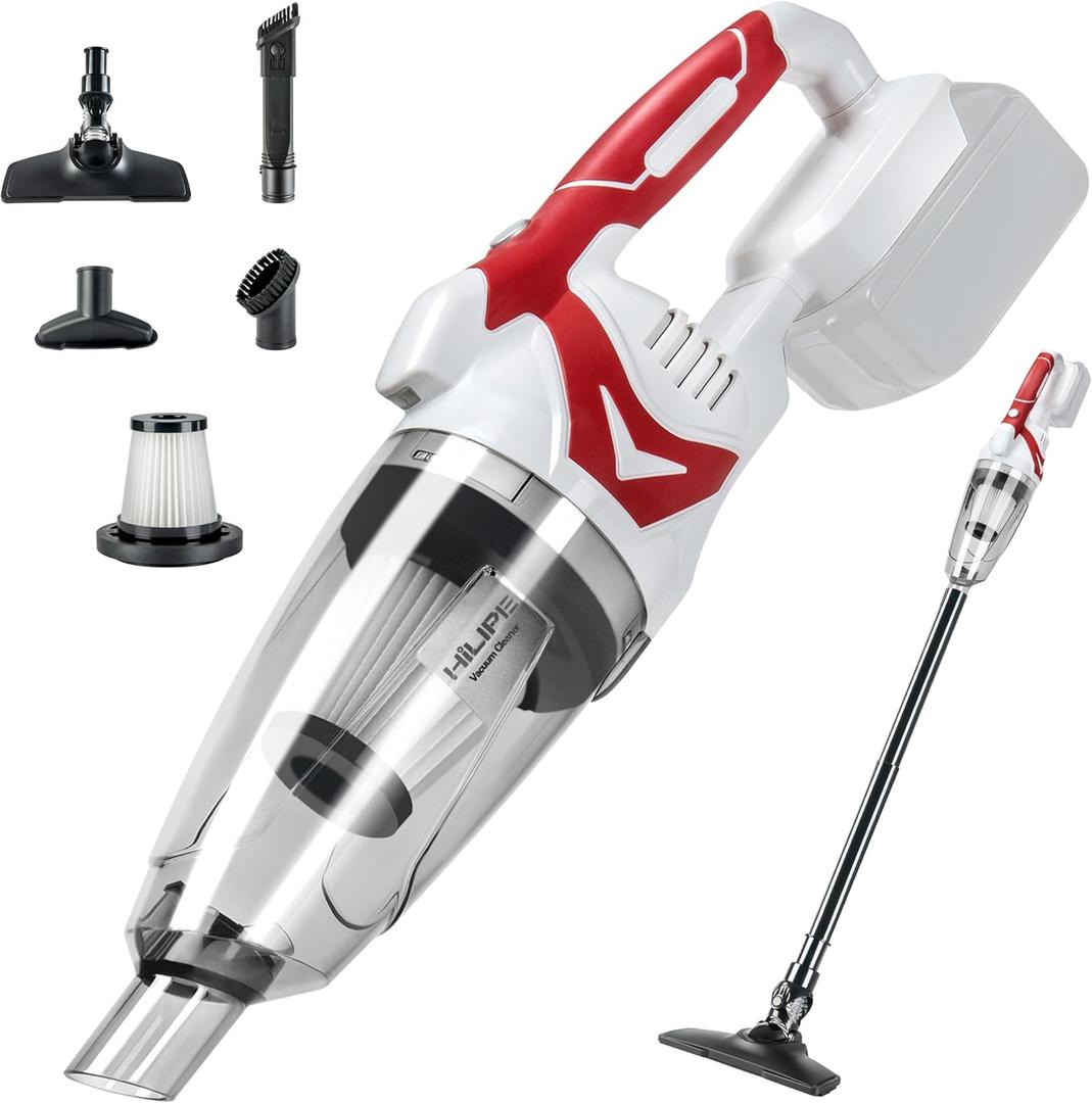 Cordless Vacuum Cleaner for Makita 18V Battery, Handheld Vacuum EasyClean Wet Dry Use,Wireless Vacuum for Car,Home, Boat,Workshop, Pet Hair, Furniture Cleaning (Tool Only No Battery) (White/Red)