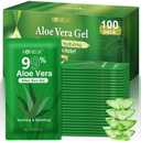 100 Pack Bulk Aloe Vera Gel, 99% Pure Aloe Vera Gel for Face, Hair, Skin, Body, Sunburn Relief, Hydrating Aloe Gel Travel Size Suitable for All Skin Types, Aloe Gel for After Sun Skin Care Relief