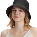 Lightbird Women's Straw Bucket Hat Beach Hat Foldable Summer Travel Sun Caps Outdoor Fisherman Caps