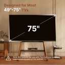 Rolling TV Stand for 49 to 75 Inch TV up to 40 kg, Easel TV Stand with Metal Structure and Wooden Shelf, Moveable TV Cart on Wheels for Office, Business, Home, Black
