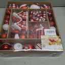 SHareconn 80ct Christmas Balls Ornaments Set, Shatterproof Plastic Colorful Xmas Decorative, Baubles for Tree Decorations with Hanging Strings, Red & White