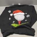 Christmas Golf Ball Santa Hat Golfing Xmas Lights Long Sleeve T-Shirt, XL