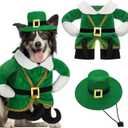 Hollowfly St. Patrick's Day Dog Costume Walking Leprechaun Dog Outfit with Arms Irish Day Holiday Pet Clothes Cosplay Accessories for Cat Doggy Pet(M)