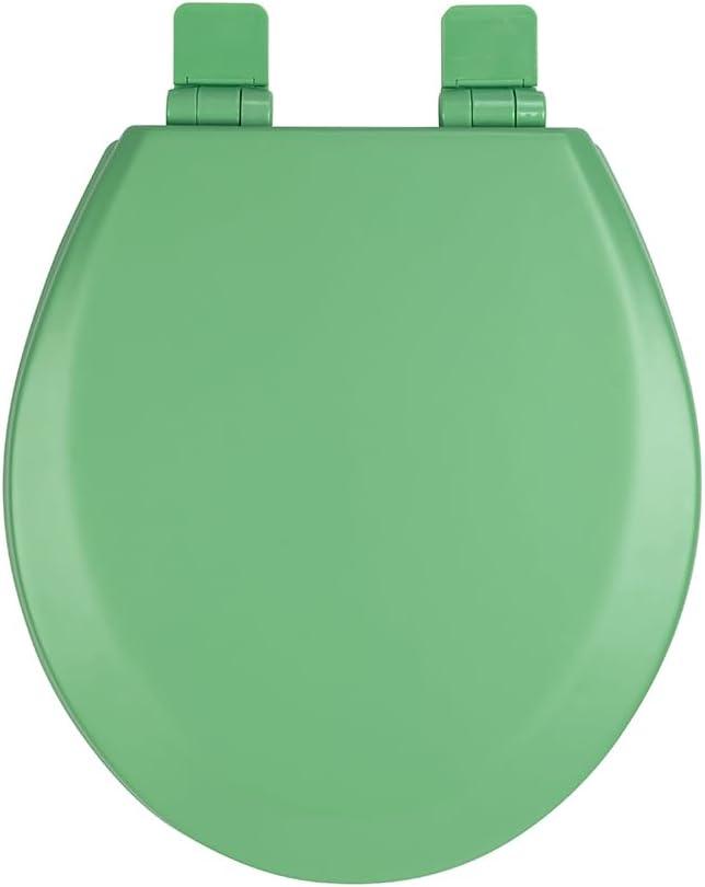 Toilet Seat, Slow Close, Soft Touch, Ultra-Smooth Matte Finish (No Orange-Peel Texture), Premium Moulded Wood, Quick Release, PIKLiDS (Green, Round)
