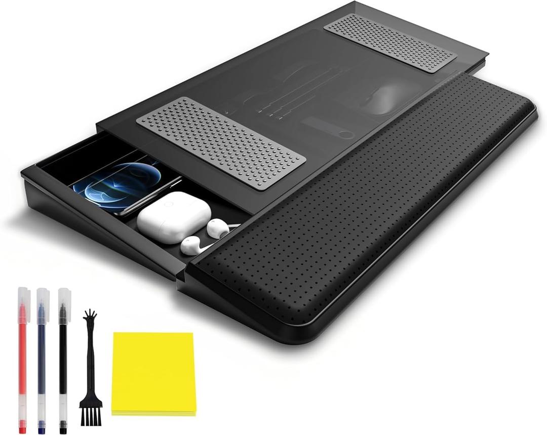 Computer Keyboard Stand with Wrist Rest & Storage Tray - Acrylic Keyboard Riser for Office Desk Accessories Decor, Ergonomic Keyboard Holder for Home Comfortable Typing - Fits All Keyboard Sizes (B2)