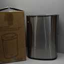 iTouchless 13 Gallon Oval Sensor Can with Odor Filter, 50 Liter Automatic Kitchen Garbage Bin, Fingerprint-Proof Stainless Steel, Smart Hands-Free Motion Lid, Quiet Soft-Close, Brushed Silver (Light Silver, Black)