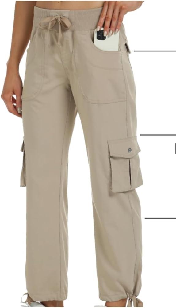 MoFiz Women's Cargo Capris Hiking Pants Lightweight Quick Dry Outdoor Athletic Travel Casual Loose Comfy Cute Pockets
Size XL, Beige
