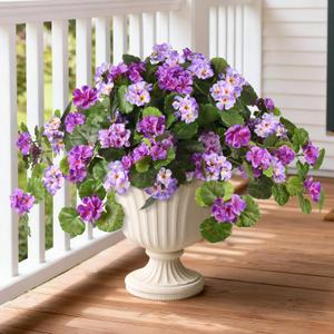 Hommyea Artificial Flowers for Outdoor Decor 2 Pcs Silk Fake Flowers, UV Resistant Faux Flowers for Outdoor Planters No Fade Spring Summer Flowers for Home Porch Garden Patio Yard Decorations (Gradient Light&deep Purple)
