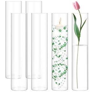 REWOMC 6 Pcs Glass Cylinder Vases 16x3.35 Inch 16 Inch Tall Clear Vase