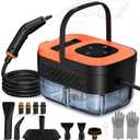 Steam Cleaner, Portable Steamer for Cleaning with 15pcs Accessories, 6-Level Adjustable, 15s Heat-Up, Handheld Steam Cleaner for Home, Tile, Grease, Dirt, Car Detailing, Christmas Gifts for Women, Men (Orange)