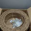 Boho Rattan Chandelier, 6-Light Dining Room Light Fixture,23.62" Wicker Pendant Lighting with3-Tier Woven Lampshade, Large Farmhouse Chandeliers for Kitchen