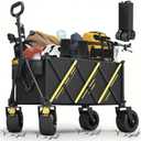 550 LBS Extended Collapsible Wagon Cart,Wagons Carts Foldable, Heavy Duty Beach Wagon with Big Wheels for Sand, 300L Large Capacity Foldable Wagons, Utility Grocery Cart for Garden, Sports